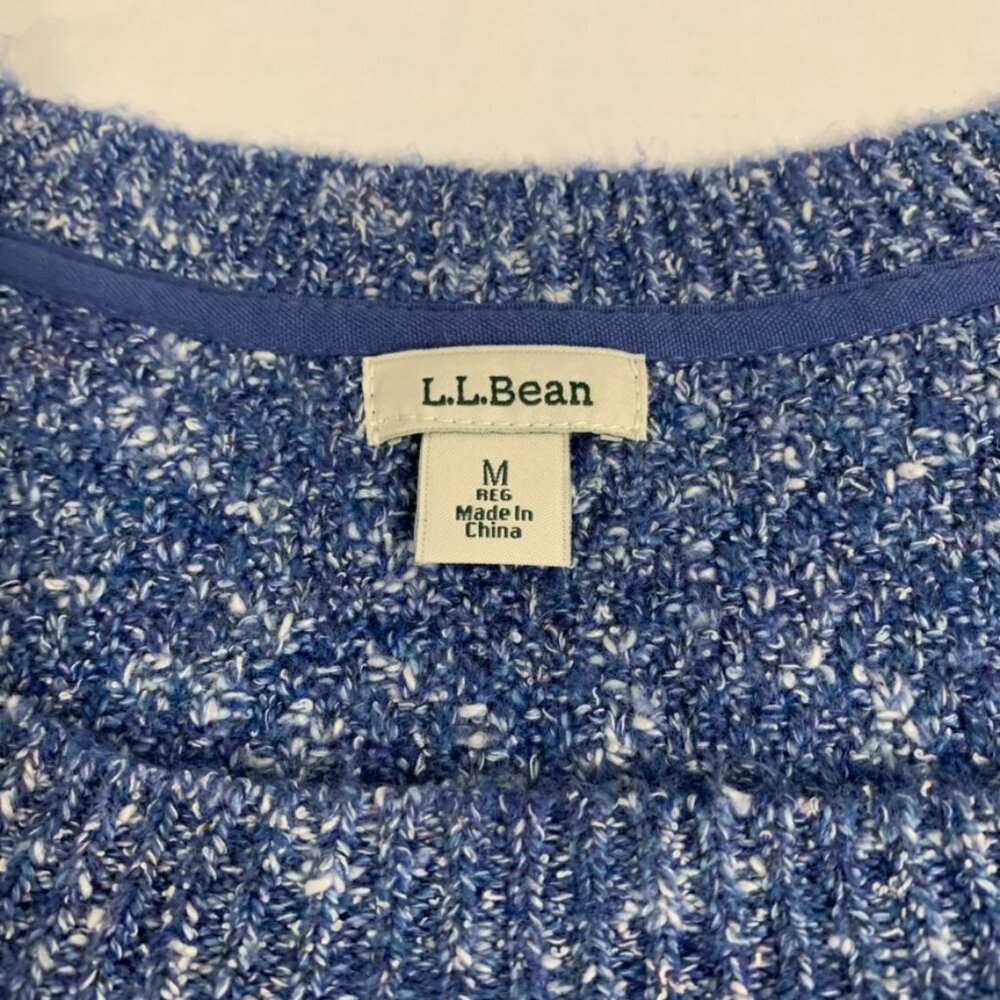 LL Bean Womens Medium Blue Cable Knit Sweater - Picture 2 of 9